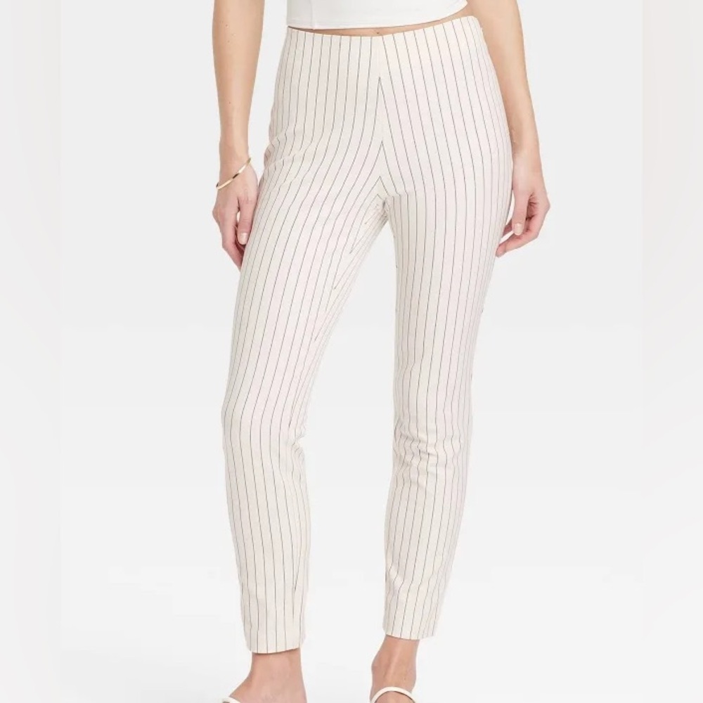 A New Day Striped White Skinny Dress Pants